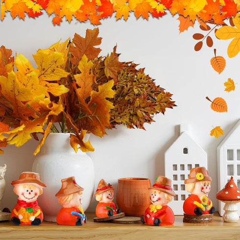 40 Wesiti Pcs Thanksgiving Mini Resin Figurine Scarecrow Fall Miniature Resin Statues Tiny Scarecrow Figurine to Hide