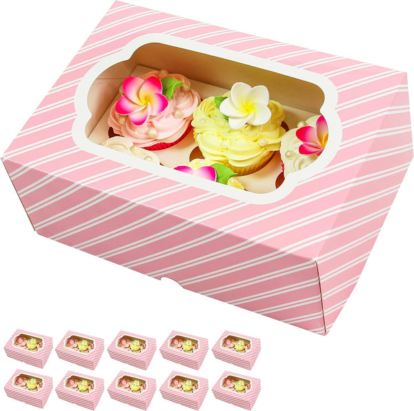 Global Sugar Art Deep Sturdy Cupcake Box with Insert, Holds 6 Cupcakes