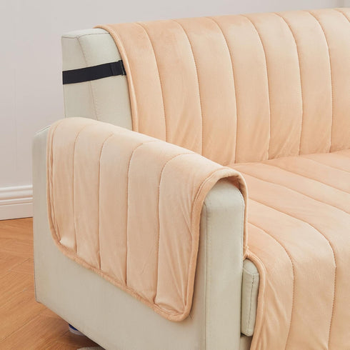Great Bay Home Velvet Chair Cover - Washable Slipcover Furniture Protector with Elastic Straps - Furniture Cover
