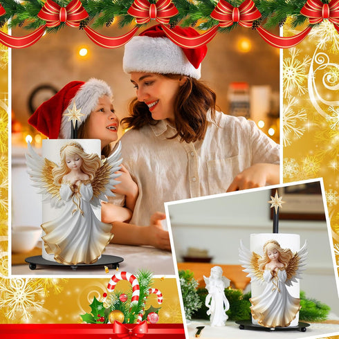 Countertop Shellwei Christmas Angel Paper Towel Holder with Round Base Christmas Bathroom Decor Xmas Gifts Rustic Angel