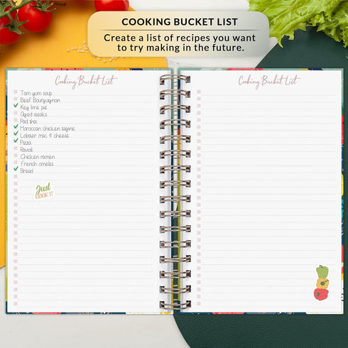 PLANBERRY Blank Hardcover Recipe Book – Empty Cookbook Journal to Fill In Your Own Recipes – 60 Recipes, 6.3”x8.4”