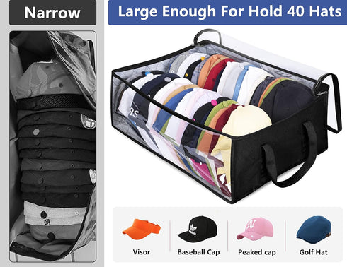 AOODA Wide Hat Storage for Baseball Caps, Large Capacity Hat Organizer for Closet Cap Holder Holds up to 40 Hats, Black by AOODA