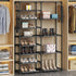 CSXGBAB 24-35 Tall Garage Shoe Rack Large Capacity,Two Rows Versatile Hooks Storage Boot Shelf Black Pairs