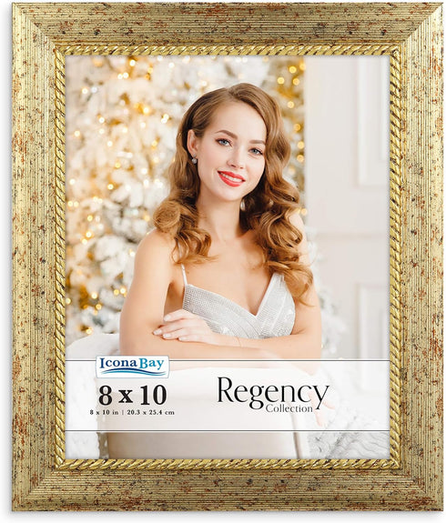 Icona Bay 8x10 Gold Picture Frame, French Baroque Style, Wall Mount or Table Top