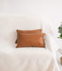 Faux Leather Lumbar Throw Pillow Cover 12x20, Decorative Cognac Brown Accent Cushion for Bedroom Living Room