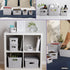 Superio Ribbed Collection - Medium Decorative Plastic Open Home Storage Bins Organizer Baskets, White Smoke (4 Pack)