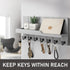 Rebee Vision Decorative Key and Mail Holder for Wall, 15 Inches Floating Shelf with 7 Key Hooks for Entryway Decor