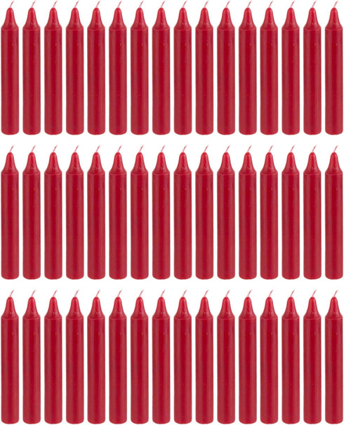 Mega Candles 48 pcs Unscented Straight Red Taper Candles, Hand Poured Wax, 5 Inch x 3/4 Inch