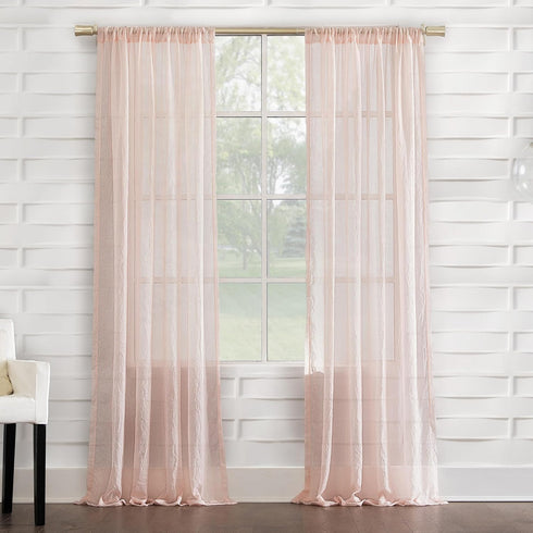 No. 918 Tayla Crushed Texture Semi-Sheer Curtain Panel, 50" x 84", Blush Pink