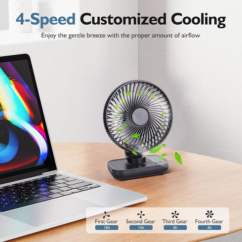 Small Oscillating Fan 3600mAh, Battery Operated Fan,Rechargeable Fan,Small battery powered fan ,Small fan, Oscillating Fan,Dual Adjustable Angle Desktop Air Circulate Fan with 4 Speed for Home Office by CONBOLA