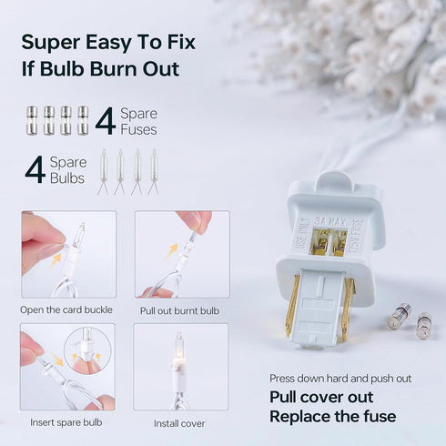 oopswow 100 Count Wire,23Feet Clear Christmas Lights White Incandescent Clear Mini Lights, Connectable Indoor Outdoor