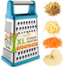 Spring Chef Handheld Stainless Steel XL Parmesan Cheese Grater with Handle - 4 Sided Metal Box Grater for Kitchen