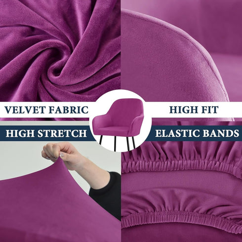 1PC) Velvet Curved Back Dining Room Chair Covers with Arms Stretch Swivel Bar Stool Chair Slipcover with Armrest Accent