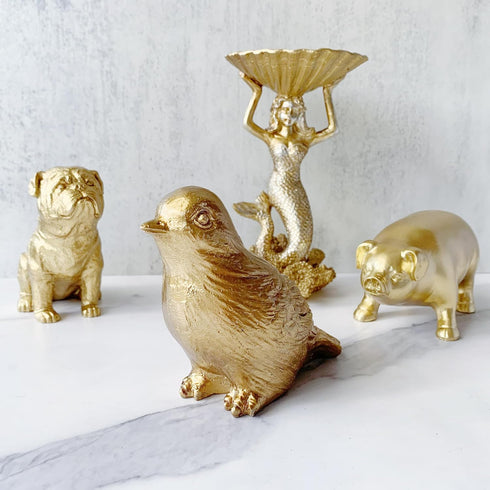 Golden Bird Statue, Animal Figurine Home Decor, Bird Sculpture for Home Office Desktop Bookshelf