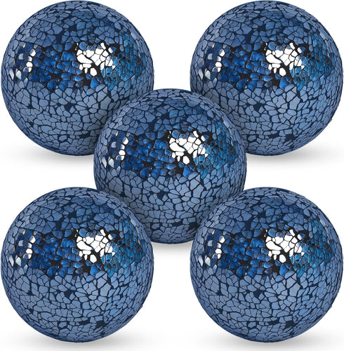 FUTUREPLUSX 5PCS Decorative Glass Orbs, 3.14inch Mosaic Sphere Balls for Bowls Vases Dining Table Home Decor