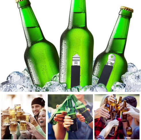 3 Pieces Magnetic Bottle Openers, Classic Beer Opener, Stainless Steel Small Bottle Opener with Magnet for Camping and