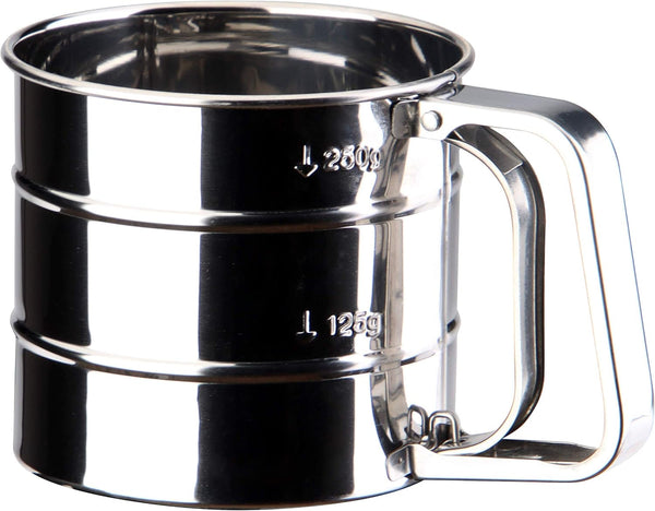 2.5 Cup Flour Sifter, Semi Automatic Small Baking Sieve, Stainless Steel Fine Mesh Sieve