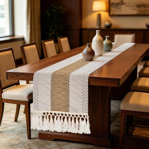 90 inches Summer yuboo Boho Table Runner Long - Rustic Burlap Table Runner for Wedding Spring Dining Table, Dresser