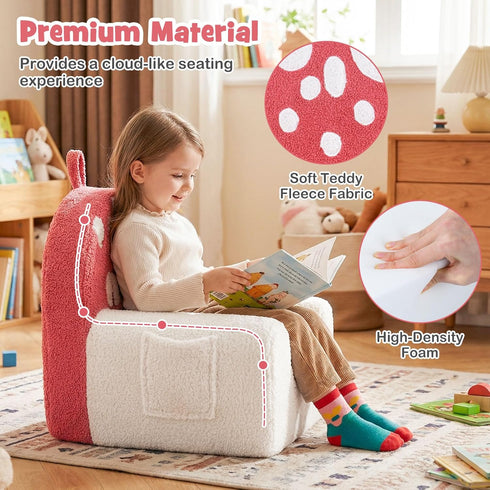 3+ Costzon Kids Couch, Comfy Toddler Soft Sofa Chair with Fleece Fabric Cover, Kids Furniture for Playroom, Children