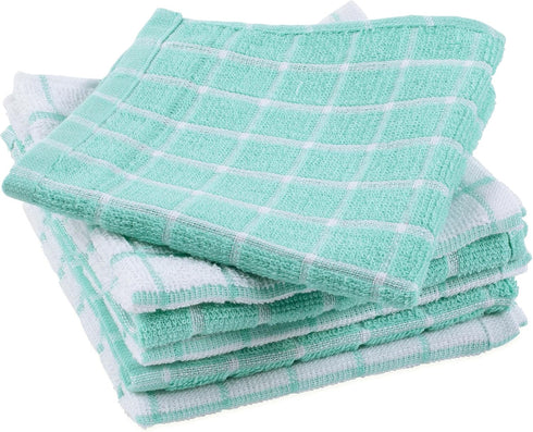 DII Aqua Basic Terry Collection Windowpane Dishcloth Set, 12x12, 6 Piece