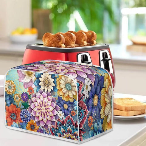 Toaster Covers for Most Standard 2 Slice Toasters, Kitchen Appliance Dust Cover with Mandala Flower Design