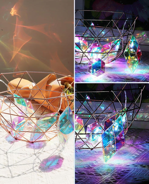 20 9.84FT 8 AceList Iridescent String Lights Indoor, LED Holographic Battery & USB Powered, Lighting Modes, Crystal