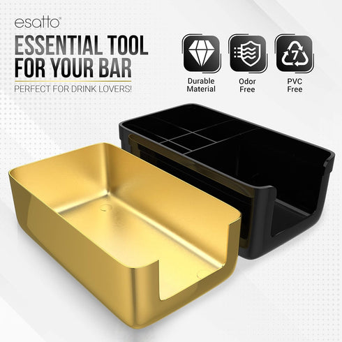 12 12 Esatto Professional Bar Products Premium Bar Caddy (Gold), Used to Easily Organize Bar Items and Workspace