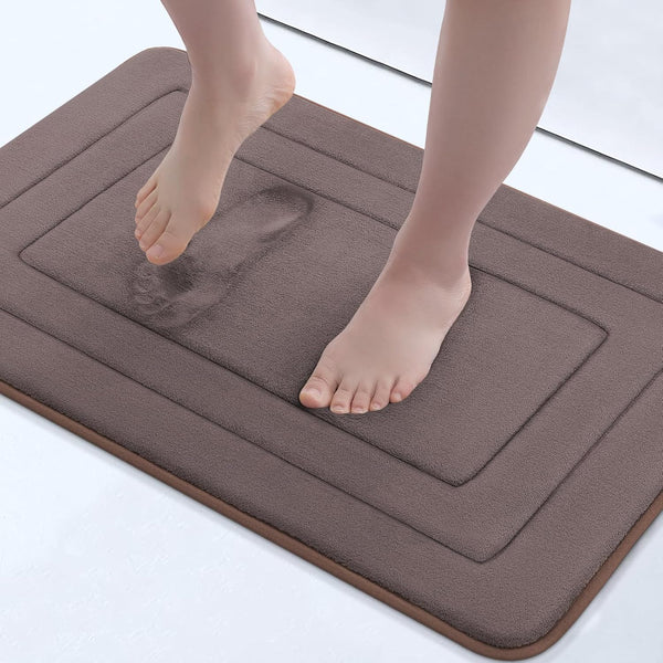 Arotive Memory Foam Bathroom Rug Mat 24x16, Ultra Soft and Absorbent Bath Mat for Bathroom Floor, Brown