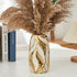 OTARTU Cream White Ceramic Vase for Flowers, Gold Flower Vase Modern Home Decor,