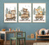 SZHUAAIC 3Pcs Woodland Animal Nursery Canvas Wall art Forest Wildlife Train Adventure Drawing Picture Wall Decor Fox