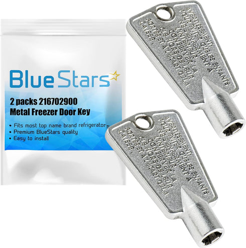 BlueStars 216702900 Metal Freezer Door Key - Compatible with Frigidaire & Kenmore Freezers - 2 Packs