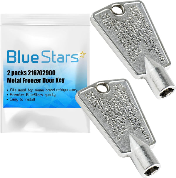 BlueStars 216702900 Metal Freezer Door Key - Compatible with Frigidaire & Kenmore Freezers - 2 Packs
