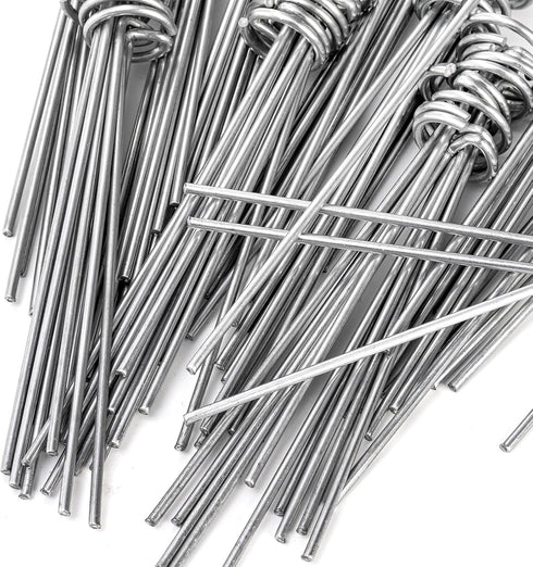 Yesland 100 Pack 6-Inch Circle Top Pins, 11 Gauge Anti-Rust Galvanized Steel Landscape Staples for Garden