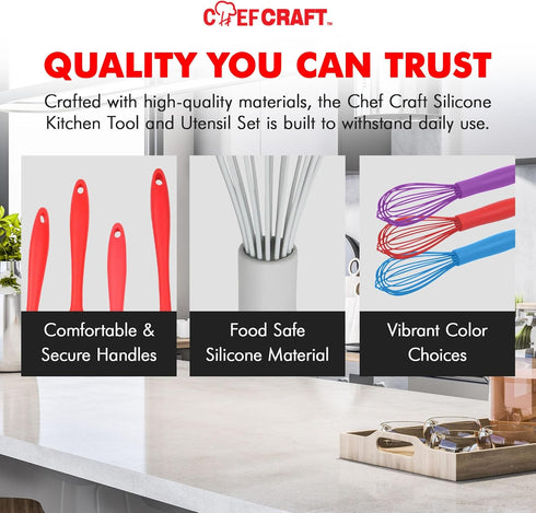 Chef Craft Premium Silicone Wire Cooking Whisk, 10.5 Inch, Gray