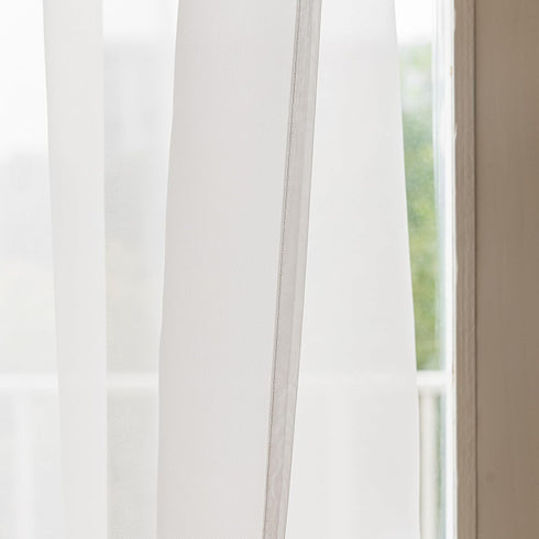 Aquazolax White Sheer Rod Pocket Curtains, 72" Long, Light Filtering Voile, 1 Panel, 25" Wide, Tieback Included