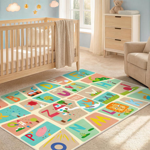 3x5 Alphabet Rug for Kids - Soft ABC Play Mat for Toddlers, Baby Learning, Preschool Educational Nursery Rug