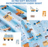 3 Set Sets Viviland Pieces Boys Blue Truck Twin Sheet - Soft Microfiber Fitted Flat Sheets & Pillowcase - Construction