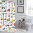 GRIEKOWE 4 Sets, Bulldozer Set, 72x72in Pcs Excavator Kids Shower Curtain Tractor Machinery Trucks, Construction