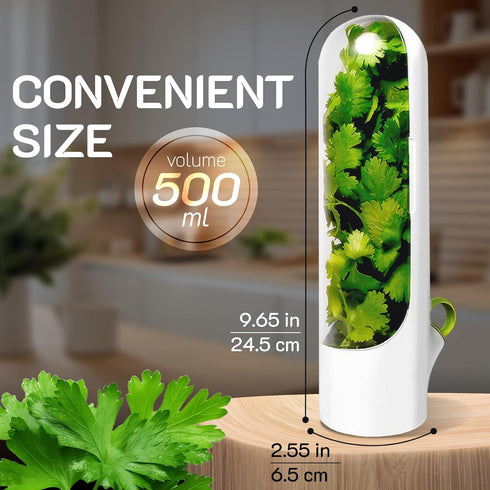 Herb Saver Pod for Refrigerator - 2 Pack Space-Saving Fresh Herb Keeper for Refrigerator - Herb Preserver for Cilantro, Mint & Asparagus - Cilantro Container for Fridge - Fresh Herb Storage