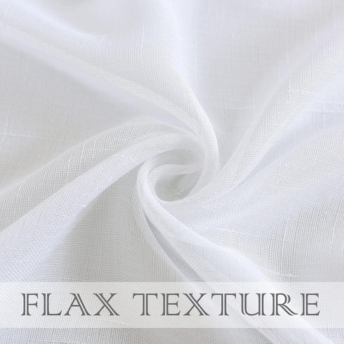Snow White Linen Sheer Curtain Panel - 72" Long Faux Linen Window Treatment Drape, Sets of 2, 54x72 Inch