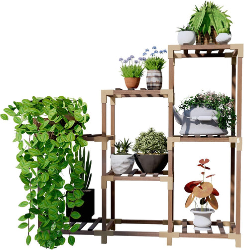 NIREUS Plant Stand Indoor and Outdoor,Wooden Plant Stand Multi Terrace Living Room Corner