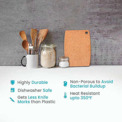 Wooden Cutting Board for Kitchen - Small Composite Wood, Thin, BPA Free & Eco-Friendly (11.5 x 9 Inch, Natural)