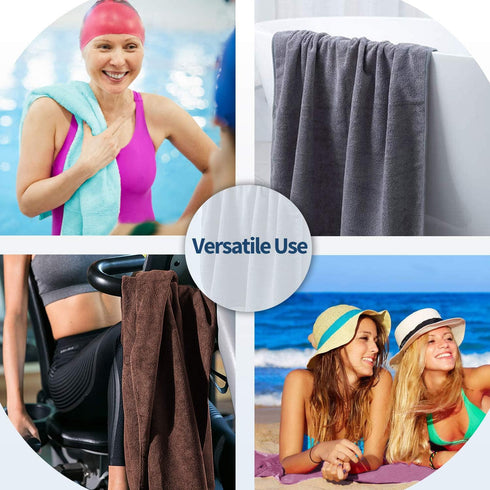 MERRY HOME Microfiber Bath Towel, 27” x 55”, 6 Pack Ultra Soft & Absorbent Quick Dry Bath Towels