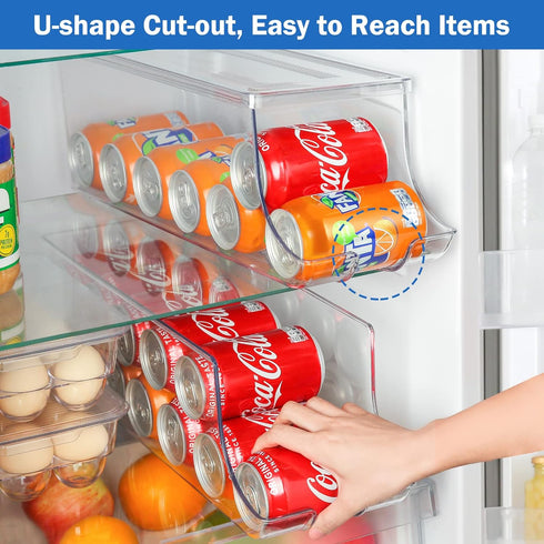 2 Pack Puricon Soda Can Organizer Dispenser for Refrigerator, Plastic Canned Food Pop Beverage Container Holder Storage