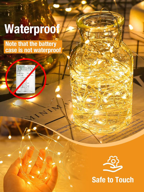 4 Pack 16FT 50LED 8 Dimmable, btfarm Fairy Lights Battery Operated with Timer, Twinkle String Lights Battery Powered