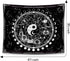 Twelve Constellation Tapestry, Black and White Sun and Moon, Yin and Yang Mystic Wall Hanging for Home Decor