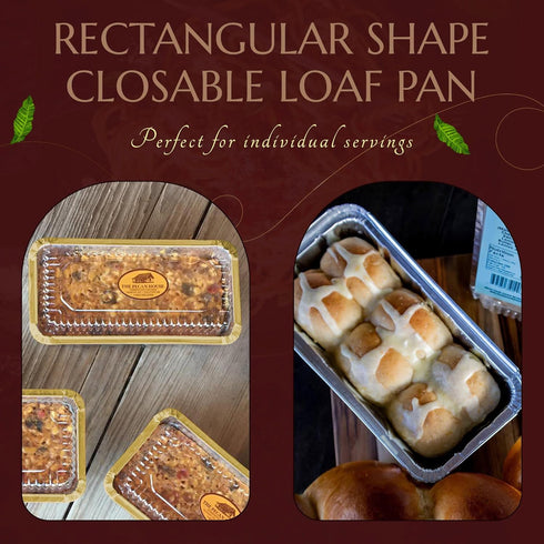 KitchenDance Disposable Aluminum Loaf Pan with Plastic Lids, 2 Pounds, Gold, 1850P
