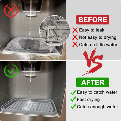 KindGa Refrigerator Drip Catcher Tray, Protector Ice and Water Dispenser Pan, Fridge Spills Water Pad Catch Basin for