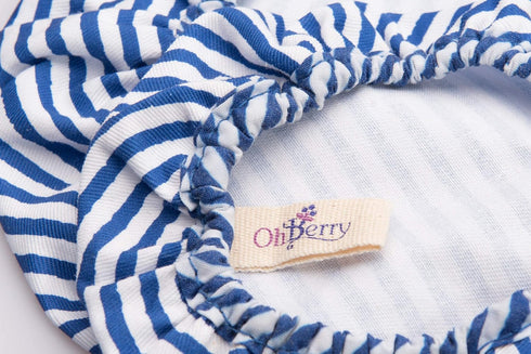 Organic Reusable Bowl Covers, Elastic Bowl Cover Set of 3 Lids Sizes, Blue Stripes 100% Cotton, Great Gift Fabric Food