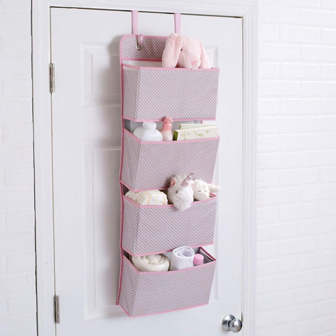 Delta Children 4 Pocket Over The Door Hanging Organizer - 2 Pack, Easy Storage/Organization Solution - Versatile and Accessible in Any Room in the House, Pink by Delta Children